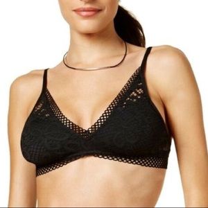 Becca Lace-Trim Crochet Black Bikini Top S